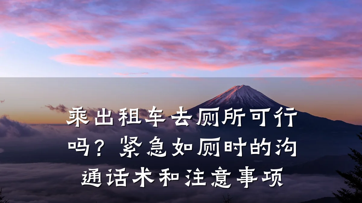 乘出租车去厕所可行吗?紧急如厕时的沟通话术和注意事项