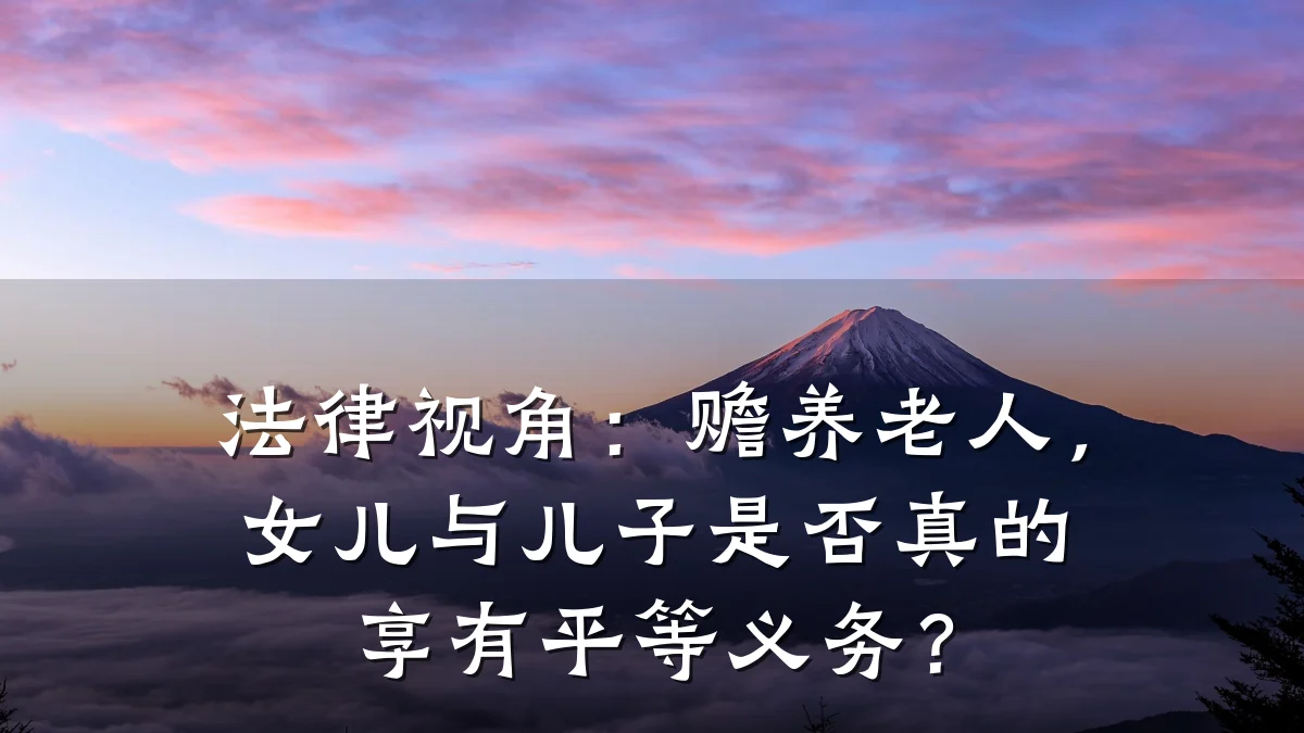 法律视角：赡养老人，女儿与儿子是否真的享有平等义务？