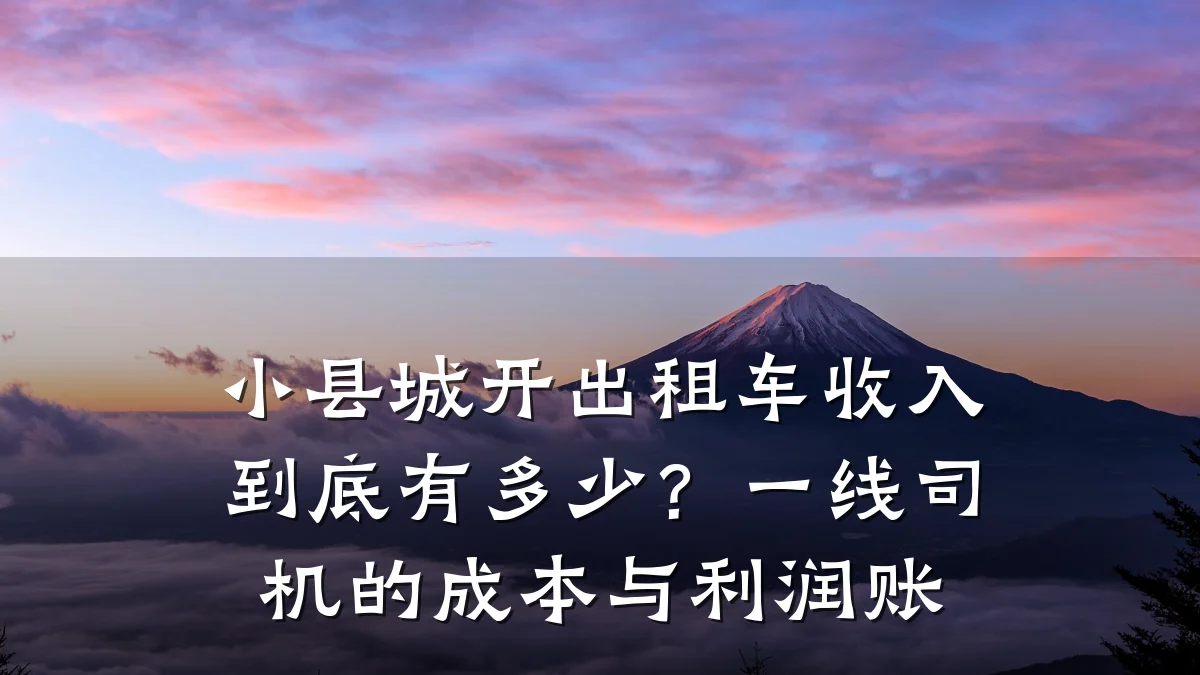 小县城开出租车收入到底有多少?一线司机的成本与利润账