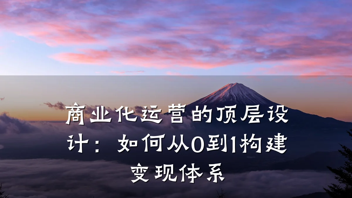 商业化运营的顶层设计：如何从0到1构建变现体系