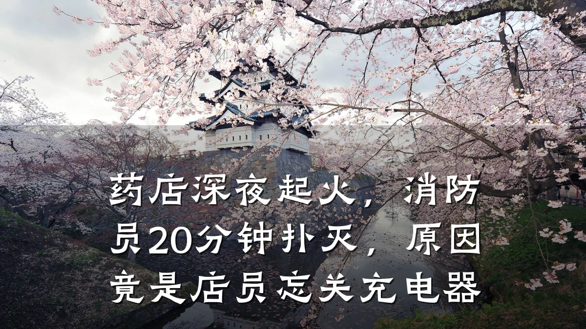 药店深夜起火，消防员20分钟扑灭，原因竟是店员忘关充电器